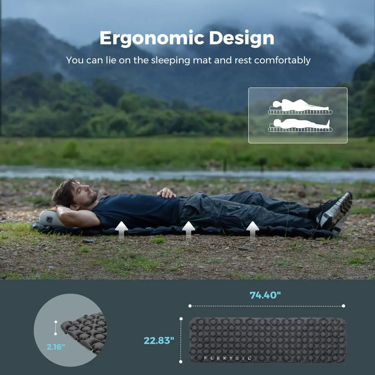 ZERO MATTRESS SLEEPING PAD With Nylon & TPU Material,Suitable for Camping, Picnic, Beach, Ergonomic Design,Water-Resistant