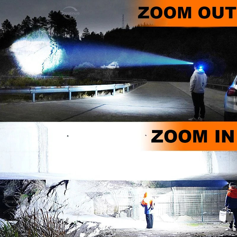 80000LM Powerful Headlamp USB Rechargeable Headlight Flashlight Large aperture XHP360 LED Head lamp Camping Fishing Head Lantern