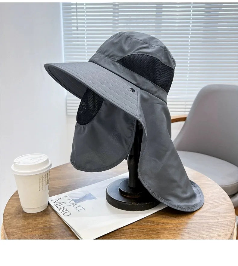 Summer Sun Hats, Outdoor Fishing Hats, Men's And Women's Camping Visors, Bucket Hats, Neck Flap Bucket Hats