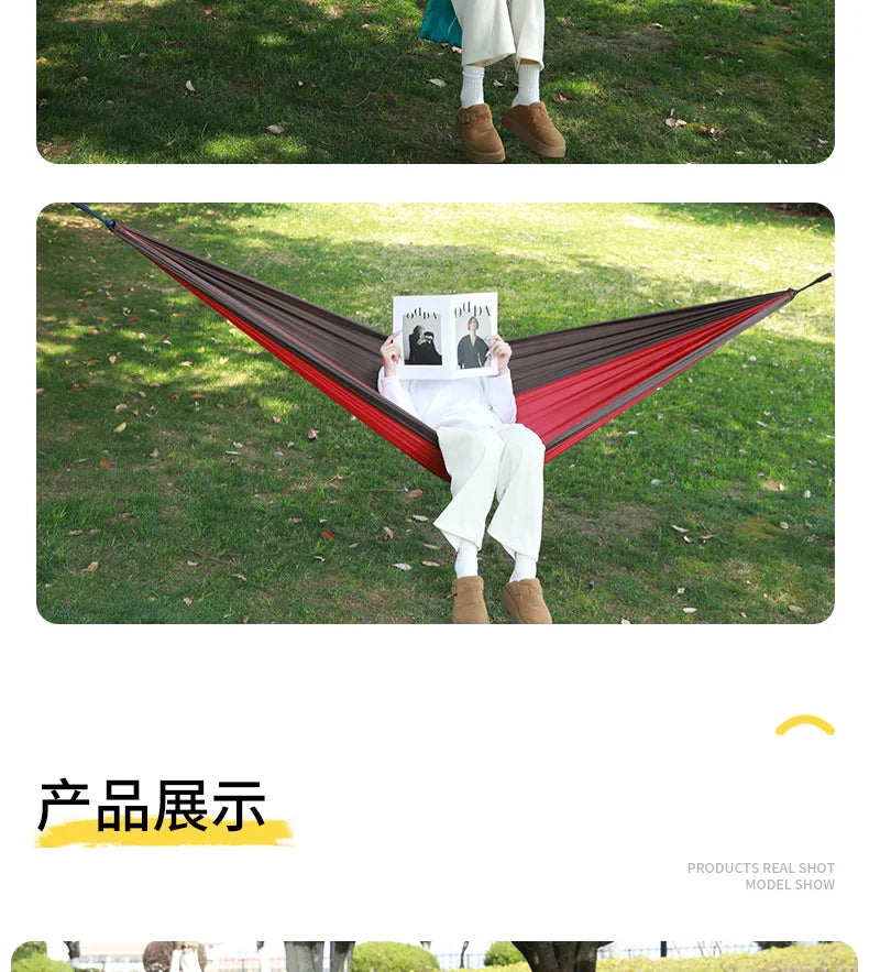 Ultralight Outdoor Hammock – Portable, Anti-Rollover, High Weight Capacity, Parachute Fabric Camping Double Hammock