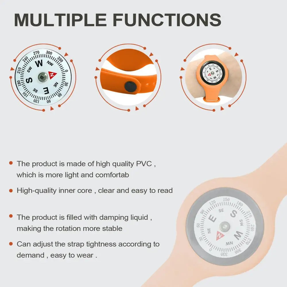 Compass Watch Adjustable durable High Precision Wearable Wrist Compass Suitable For Student Adult Outdoor Camping Hiking