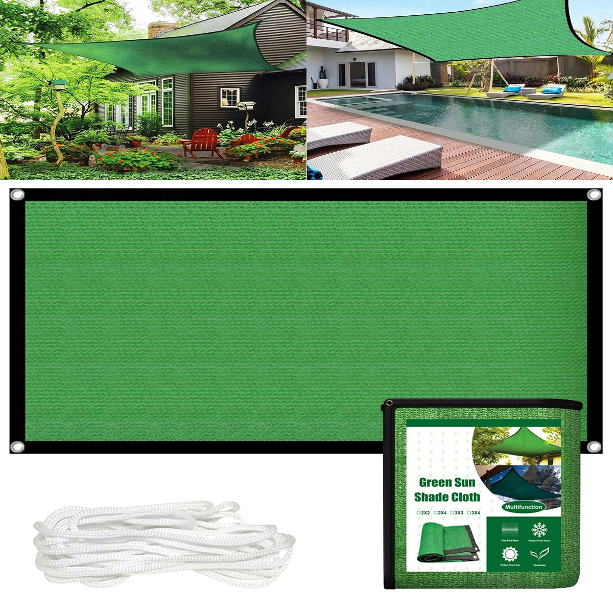 Sun Shade Awning Shelters Cloth Mesh Cover Outdoor Rectangle Sail Sunshade UV Protection  For Outdoor Plants Garden Patio Canopy