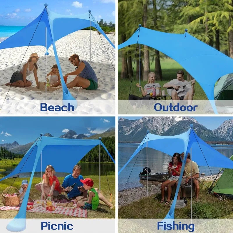 Portable Beach Sun Shade People UV Resistant Camp Bed Tent Sun Shelter Canopy Garden House with Storage Bag for Equipment