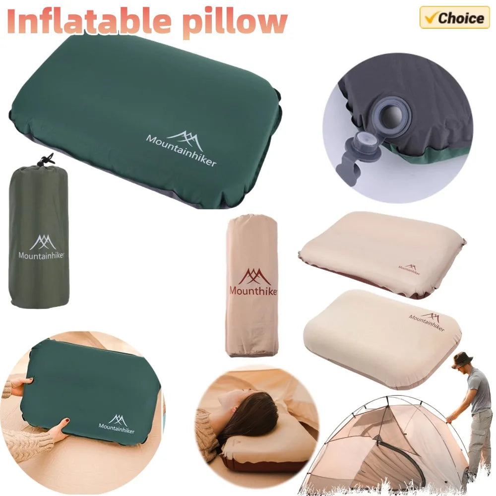 Camping Air Pillow High Rebound Compressible Travel Sponge Pillow Neck Protect Portable Self Inflating Pillow for Camping Hiking