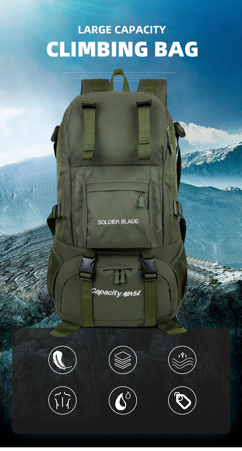 50L Camping Backpack Large Hiking Travel Bags Outdoor Sports Equipment Waterproof Oxford Shoulder Mountain Climbing Rucksack