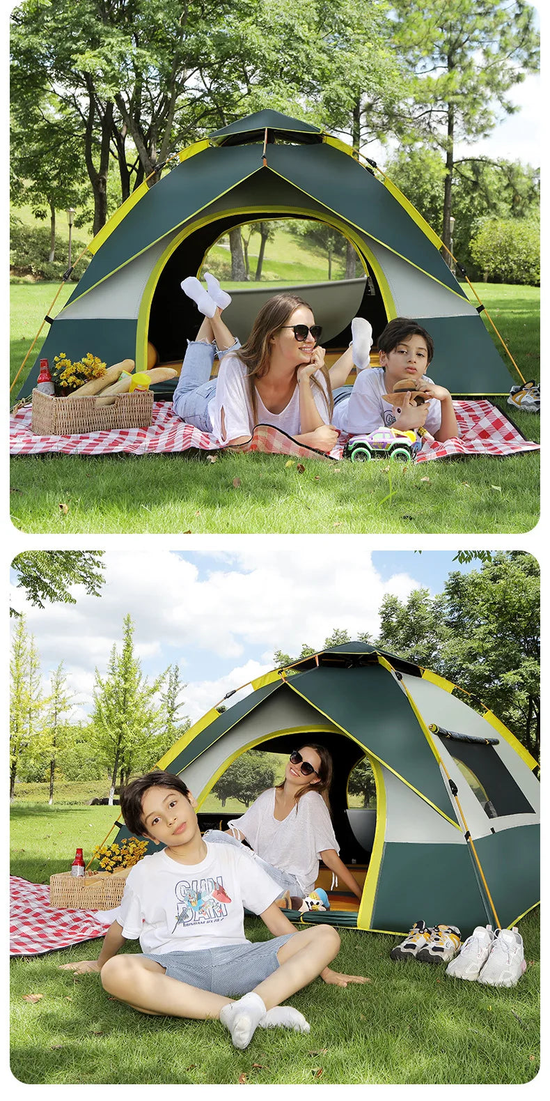 3-4 People Folding Tents, Automatically Opening Camping Tents, Portable Travel Tents, Suitable For Camping And  Hiking