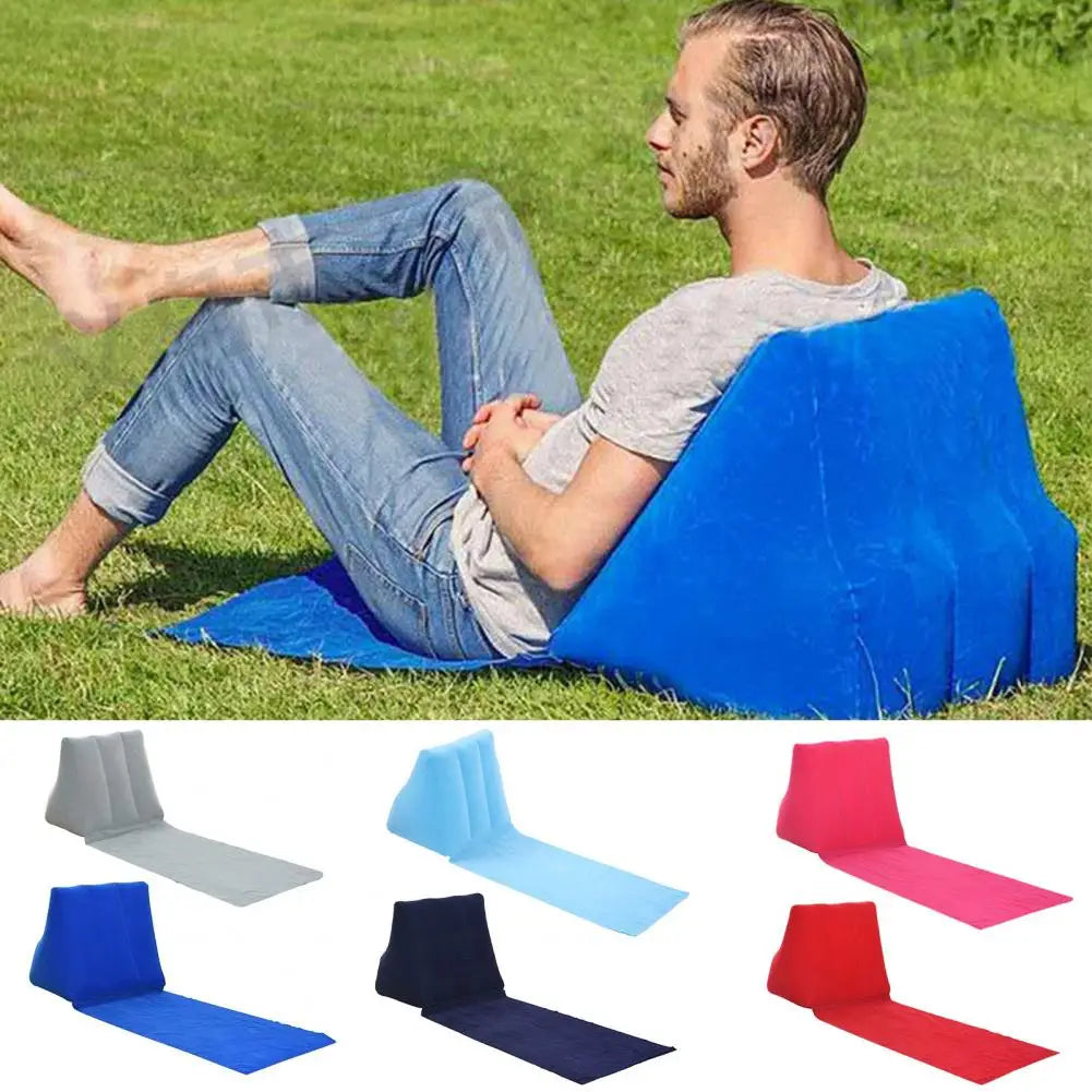 Outdoor Camping Pillow Triangular Cushion PVC Flocking Inflatable Pillow Folding Summer Beach Lying Pillow Travel Equipment Tool