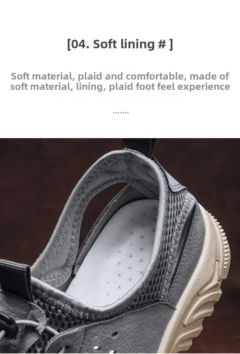 2025 Barefoot Beach Shoes Camping Travel Baotou Sandals Men's Outerwear Trendy Cool Slippers Mesh Quick Drying Sports Sweatproof