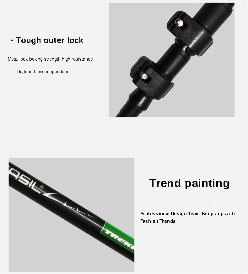 Outdoor Foldable Walking Stick Camping Portable Trekking Poles Adjustable Telescopic Alpenstock For Hiking Mountaineering