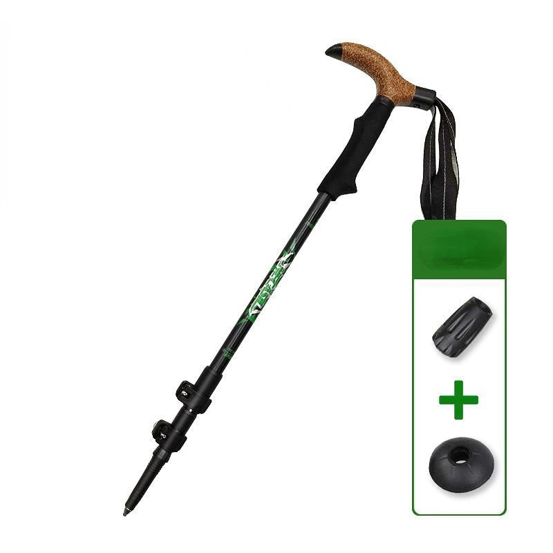 Outdoor Foldable Walking Stick Camping Portable Trekking Poles Adjustable Telescopic Alpenstock For Hiking Mountaineering