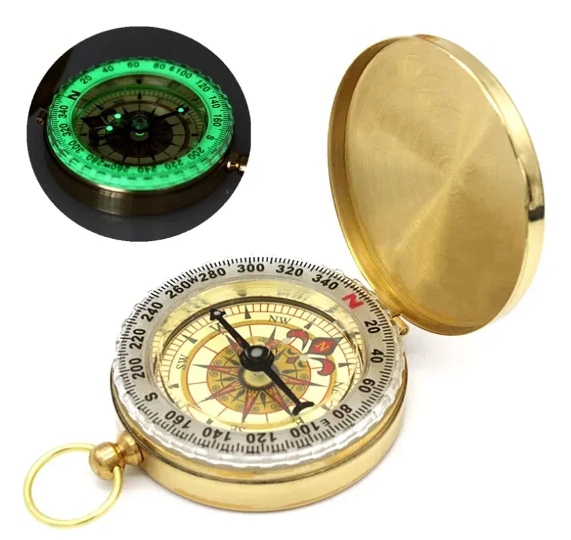 Compass New Outdoor Camping Hiking Portable Pocket Brass Gold Color Copper Compass Navigation with Noctilucence Display