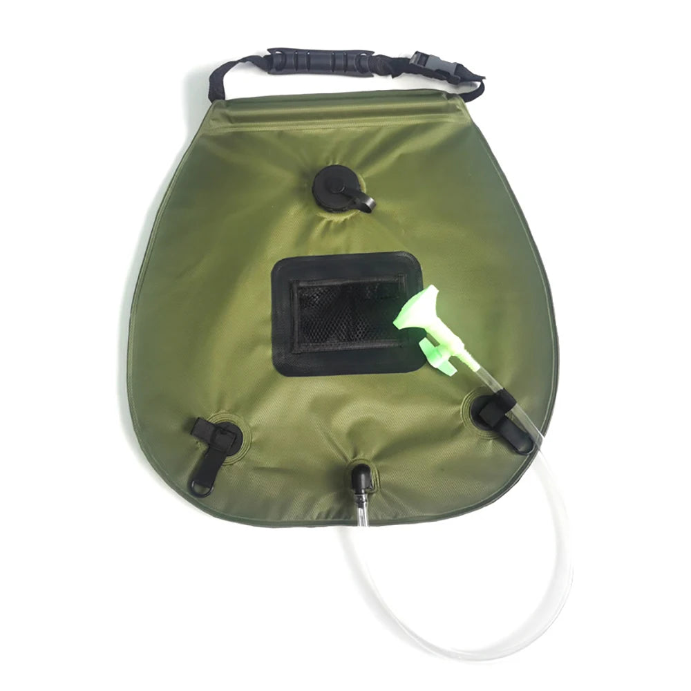 1pcs 20 Liter Portable Solar Heated Camping Shower Bag With Detachable Hose Switch Shower Head Suitable For Camping Trips