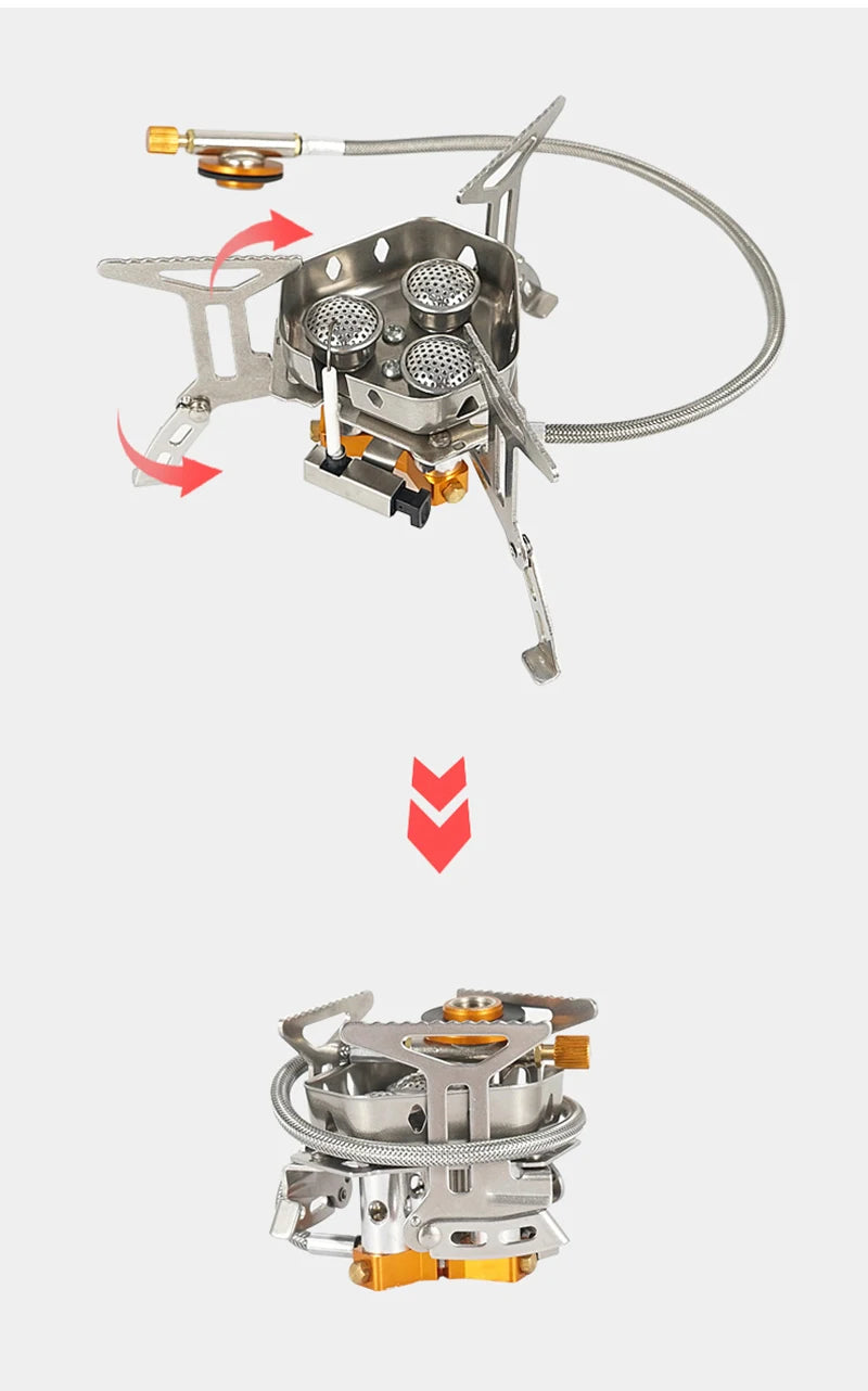 Outdoor Camping Gas Stove Foldable Portable 3 Head Stove for Travel Picnic BBQ 5800W Big Power Camping Windproof Stove Burner