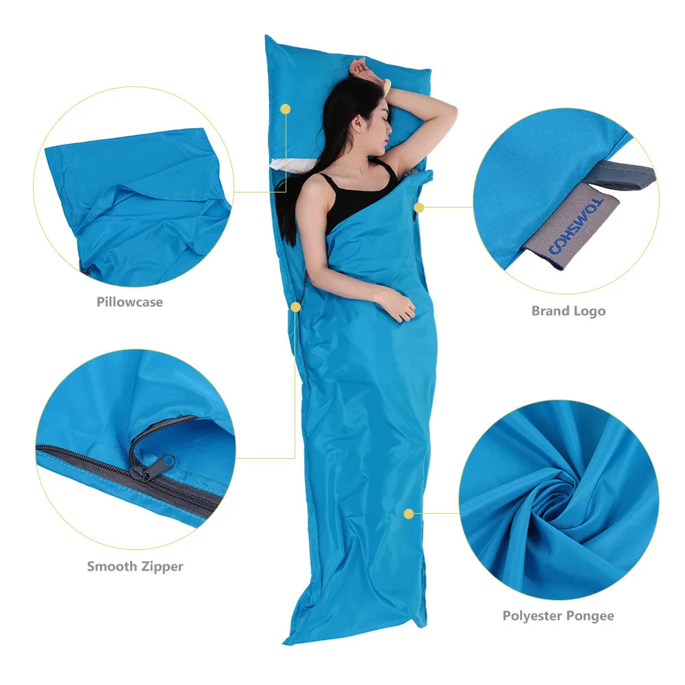 Sleeping Bag Lightweight Outdoor Liner Polyester Pongee Portable Single Sleeping Bags Camping Travel Hotel Sleep Bag 75*210CM