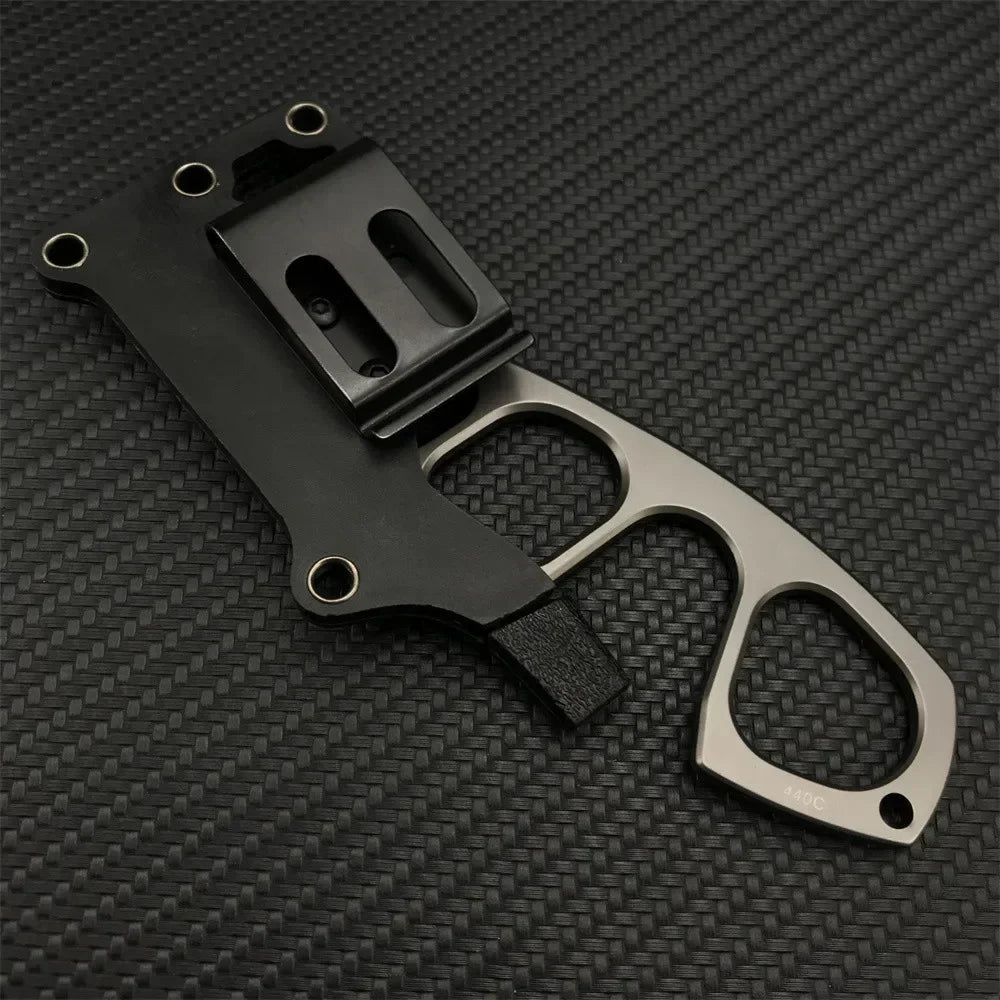 Pocket EDC Necklace Small Fixed Blade Knife 440C Stainless Steel Handle with ABS Sheath Outdoor Tactical Survival Mini Knives