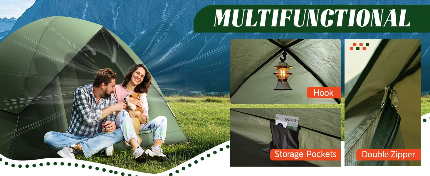 Portable Outdoor Folding Camping Tent Multi-Person Travel Tent Easy To Set Up Waterproof  Perfect For Beach Outdoor Fishing