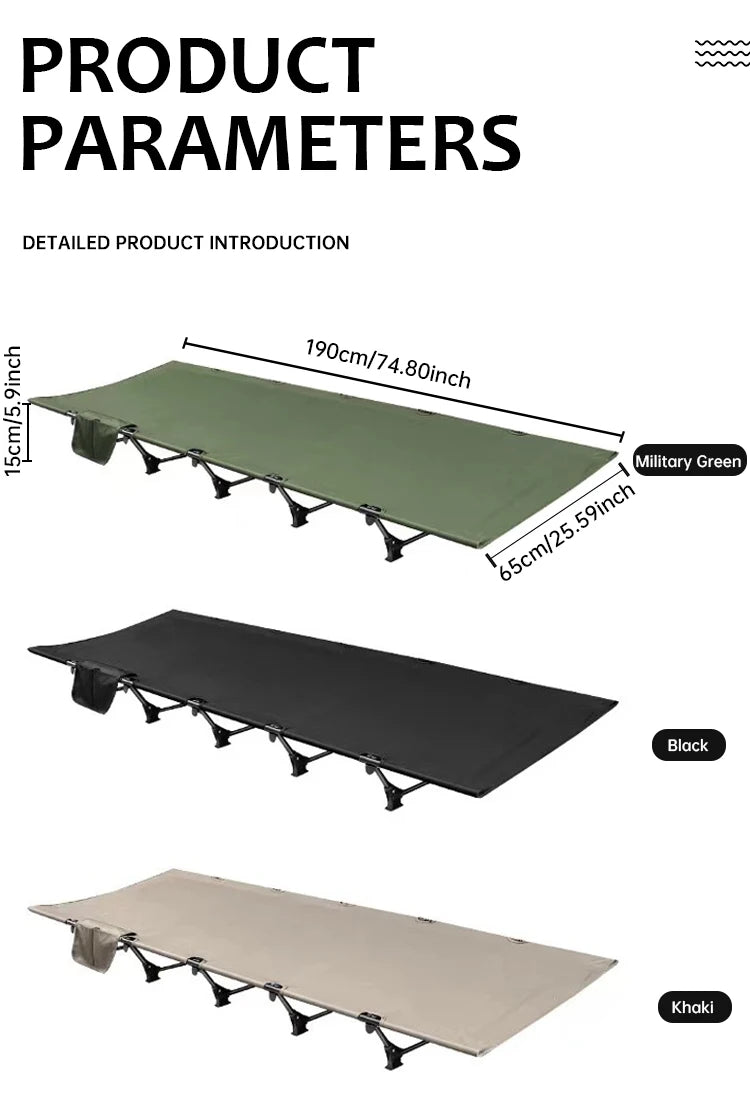 Outdoor Ultralight Camping cot, Hiking Folding Bed, Tent Foldable Bed Marching Bed, Aluminum alloy Single Cot