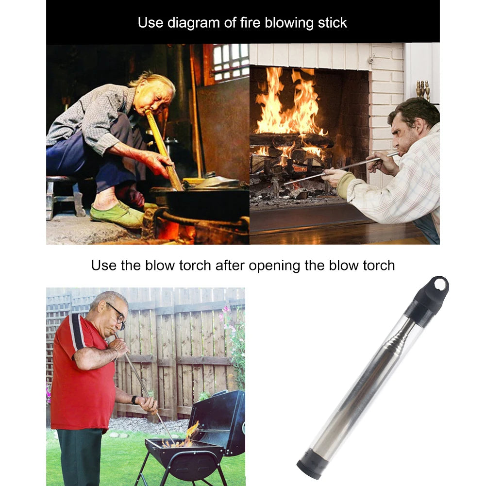 Blow Fire Tube Collapsible Blowing Fire Stick for Outdoor Camping Cooking Tools