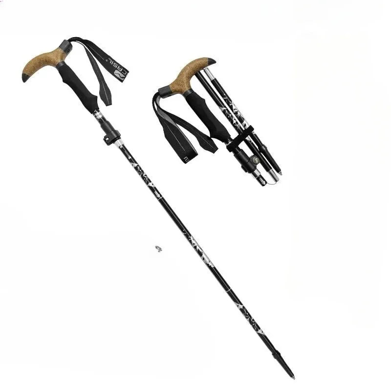 Camping Travel Hiking Stick Walking Cane Folding Walking Sticks Aluminum Alloy Crutches Trekking Cane Stretch Hiking Stick