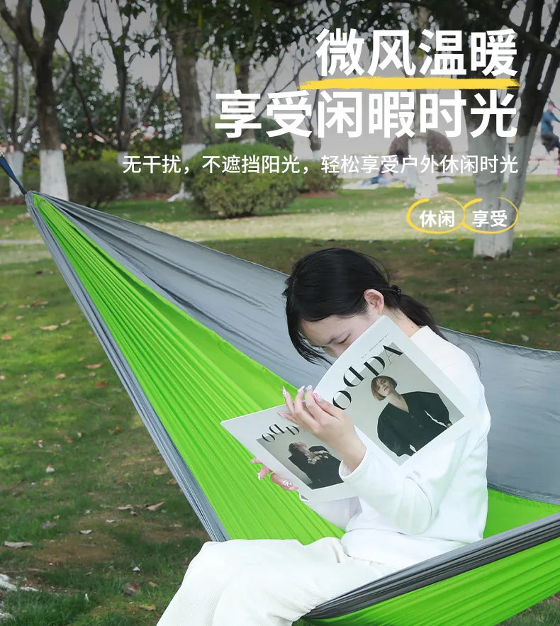 Ultralight Outdoor Hammock – Portable, Anti-Rollover, High Weight Capacity, Parachute Fabric Camping Double Hammock