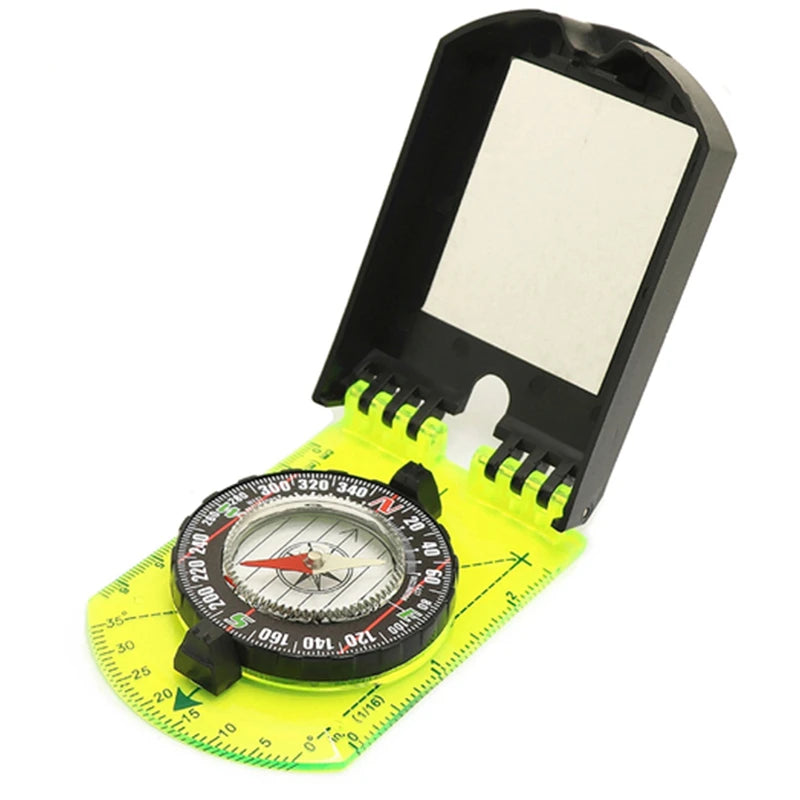 Compass Outdoor Guiding Tool Scale Map Ruler Mirror Compass with Flip Multifunctional for Hiking Camping Survival Compass