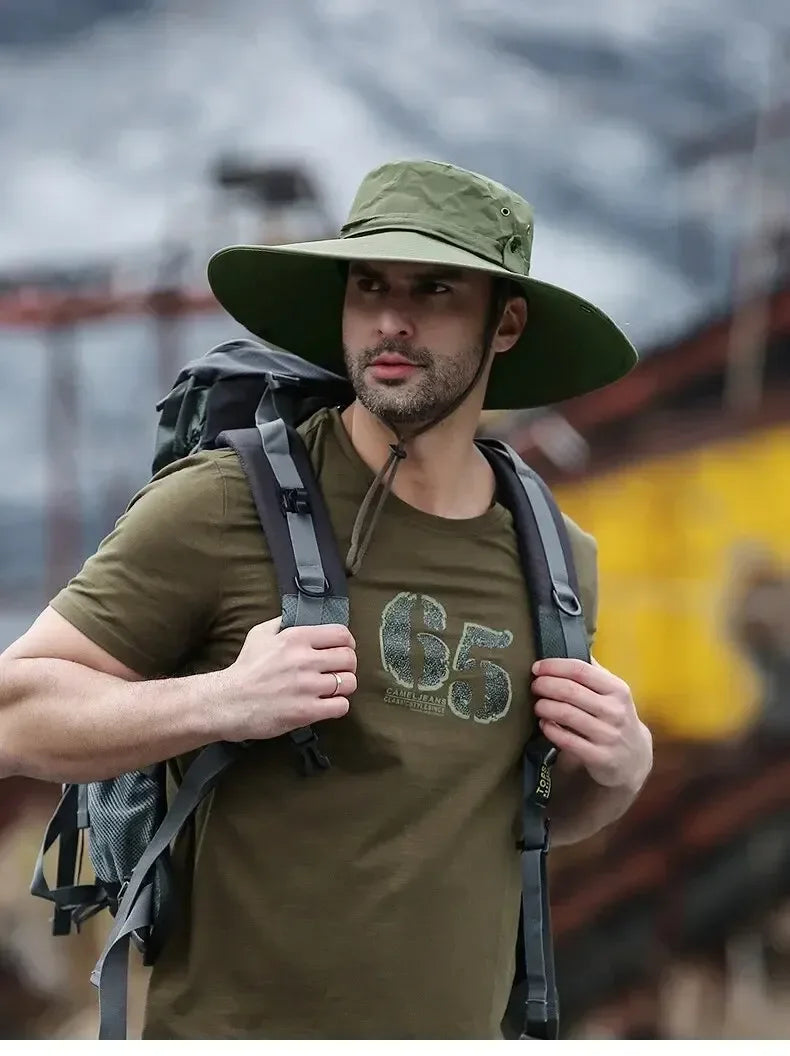 New Sun Protection Fishing Hat Summer Breathable Mesh Camping Hiking Caps Anti-UV Sun Hat Mountaineering Caps Men's Panama Hat