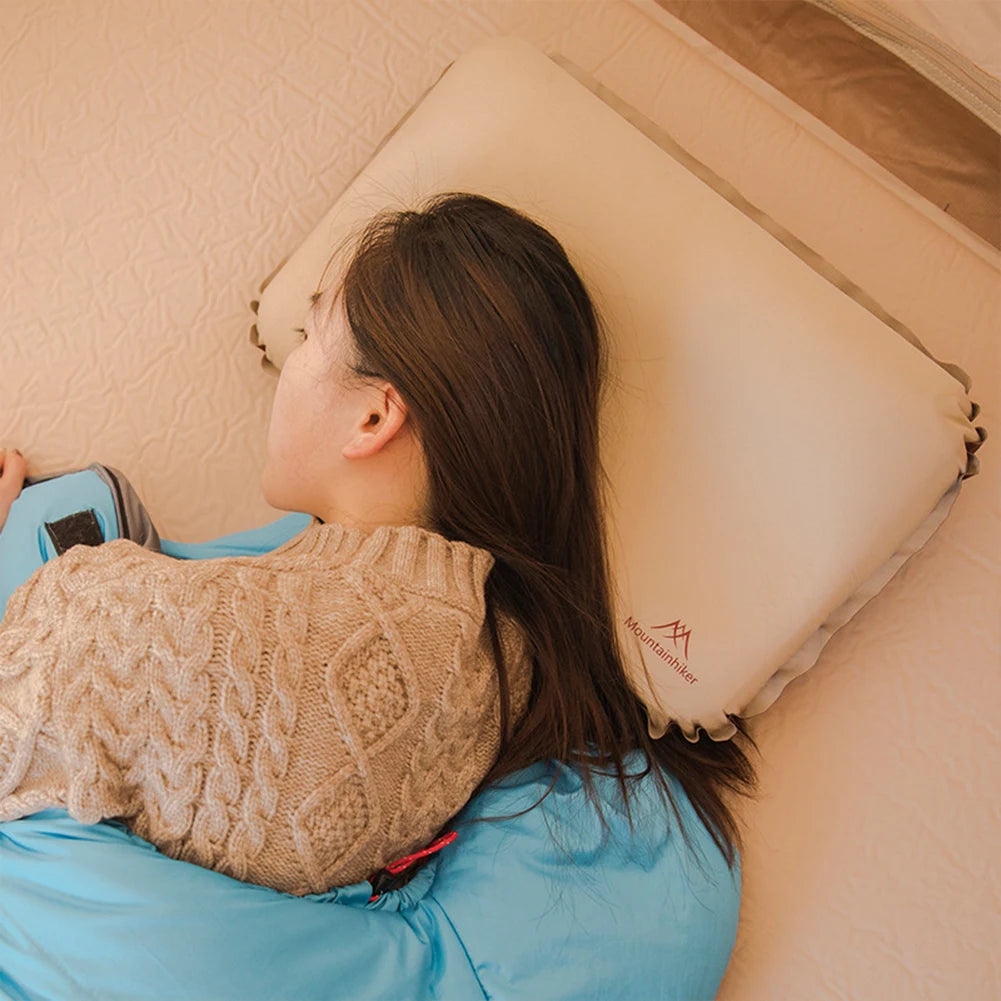 Camping Air Pillow High Rebound Compressible Travel Sponge Pillow Neck Protect Portable Self Inflating Pillow for Camping Hiking