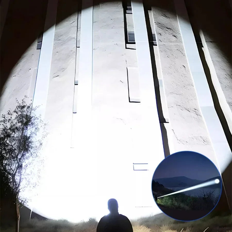 Strong Light LED Headlight 20000000LM Powerful Headlamp Long Shot 4000M Rechargeable Lamp With Fluorescent Light Outdoor Fishing