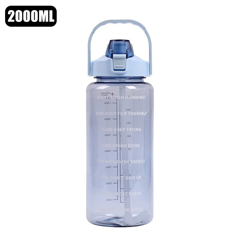 2 Liters Water Bottle With Straw Large Capacity Water Cup Portable Travel Bottle Sports Fitness Cup High Value Big Fat Cup
