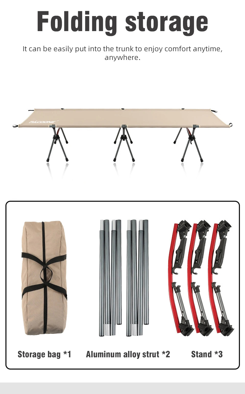Camping Cot Folding Camping Bed Portable Outdoor Bed Comfortable Sleeping Cots for Adults & Kids Camping, Travel, RV