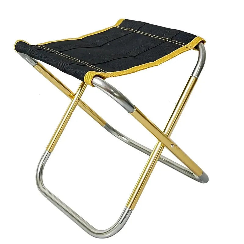 Outdoor Camping Chair Golden Aluminum Alloy Folding Chair With Bag Stool Seat Fishing Camping