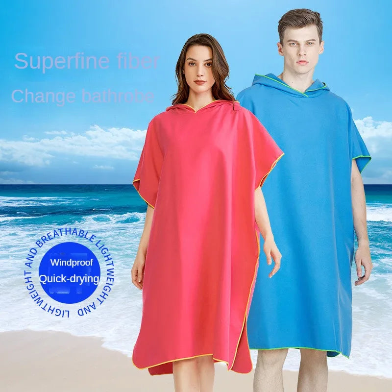 Quick-drying Changing Robe Quick Dry Bathrobe Hooded Absorbent Bath Towel Swimming & Fitness Super Absorbent Bathrobe