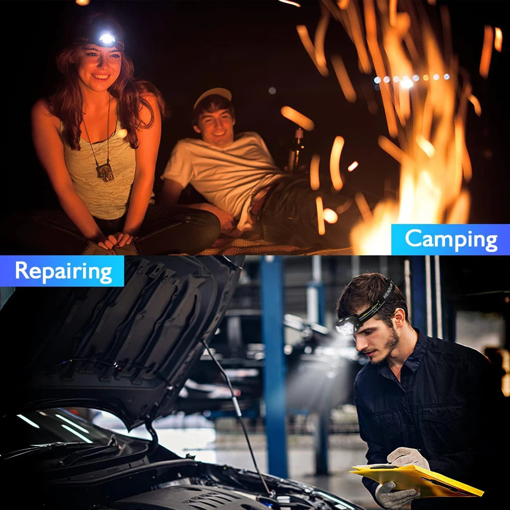 9 Led Strong Light Headlamp USB Rechageable Motion Sensor Headlight Portable Fishing Camping Outdoor Head Lamp Work Flashlight