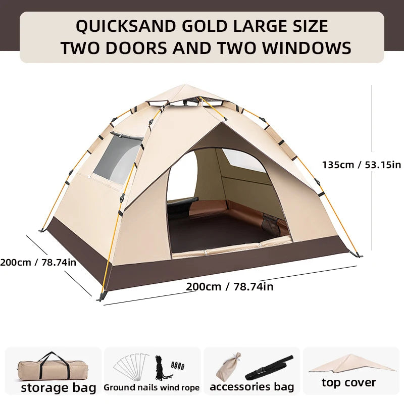 3-4 People Folding Tents, Automatically Opening Camping Tents, Portable Travel Tents, Suitable For Camping And  Hiking