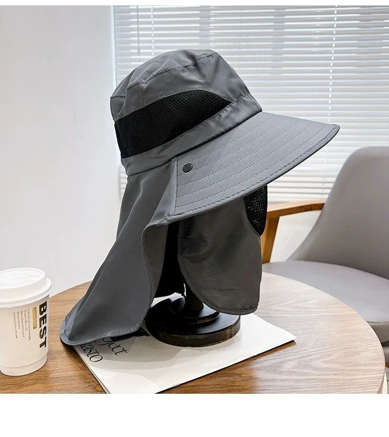 Summer Sun Hats, Outdoor Fishing Hats, Men's And Women's Camping Visors, Bucket Hats, Neck Flap Bucket Hats