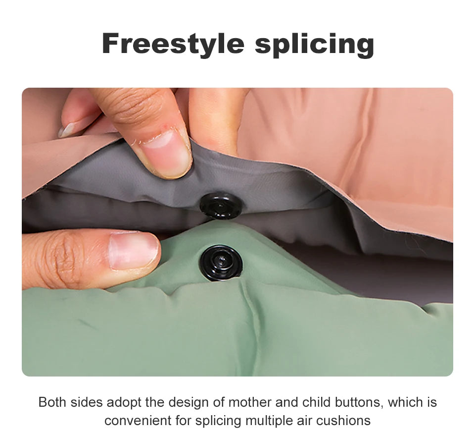 PACOONE 10Cm Thicken Sleeping Pad Ultralight Self-inflating Air Mattress Splicing Bed Beach Picnic Mat Camping Tent Air Cushion