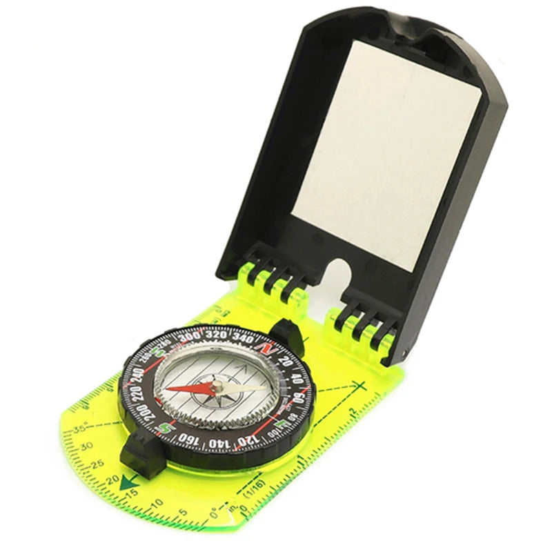 Compass Outdoor Guiding Tool Scale Map Ruler Mirror Compass with Flip Multifunctional for Hiking Camping Survival Compass