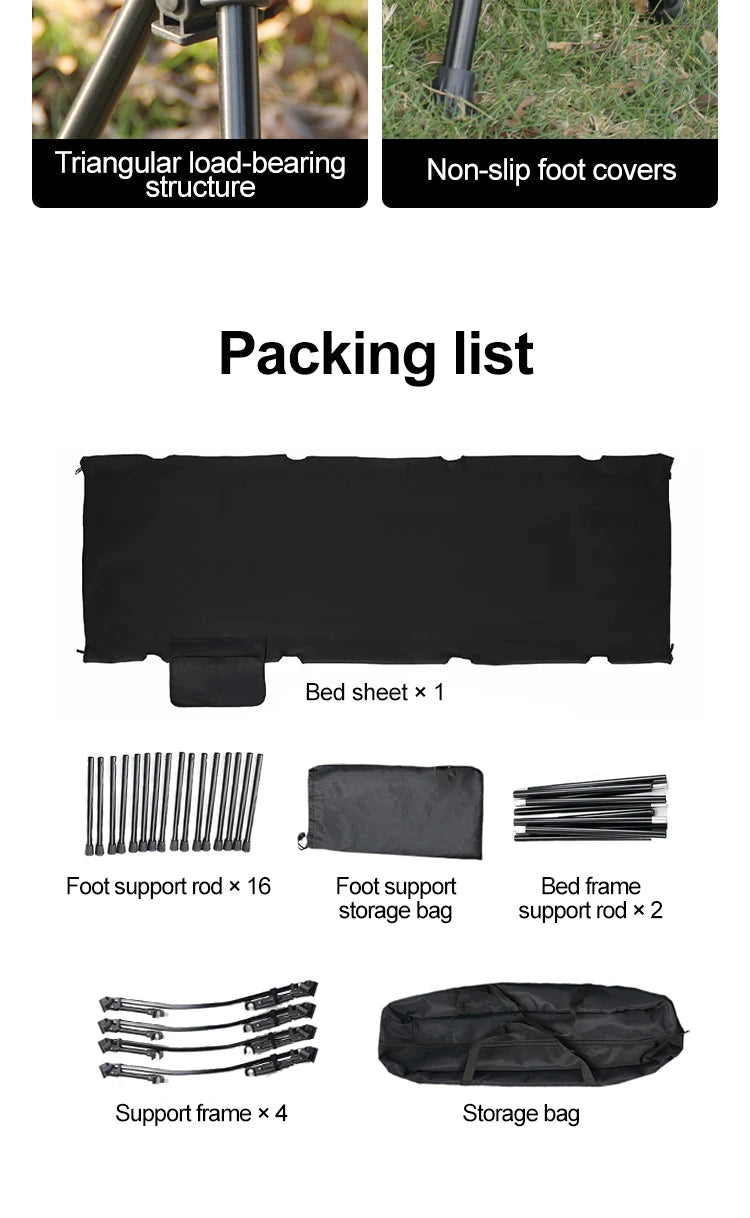 210X80cm 600D Oxford Camping Cot, Portable Folding Bed 210x80cm, 4kg Lightweight, Easy Setup for Outdoor Hiking Travel