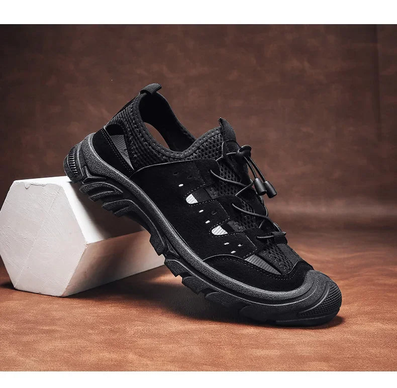 2025 Barefoot Beach Shoes Camping Travel Baotou Sandals Men's Outerwear Trendy Cool Slippers Mesh Quick Drying Sports Sweatproof