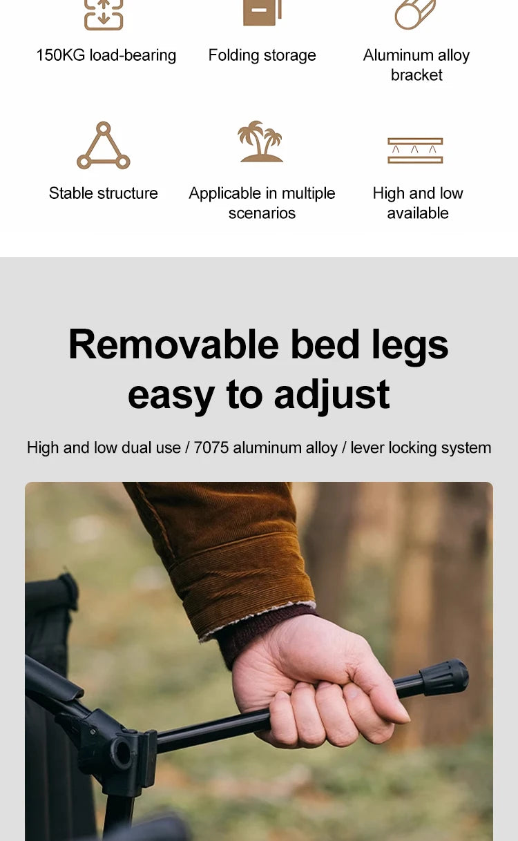 210X80cm 600D Oxford Camping Cot, Portable Folding Bed 210x80cm, 4kg Lightweight, Easy Setup for Outdoor Hiking Travel