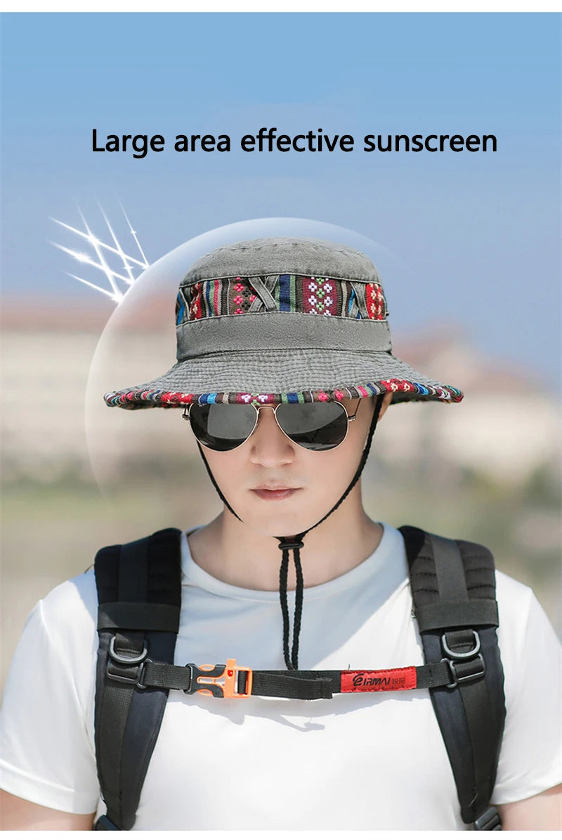 2024 Fashion Summer Bucket Hat Outdoor Camping Cap Hiking Fishing Hats Fishing Accessories Bike Accessories Cowboy Hats Sun Caps