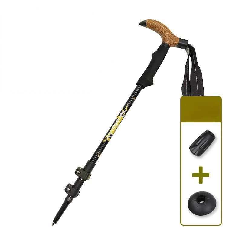 Outdoor Foldable Walking Stick Camping Portable Trekking Poles Adjustable Telescopic Alpenstock For Hiking Mountaineering