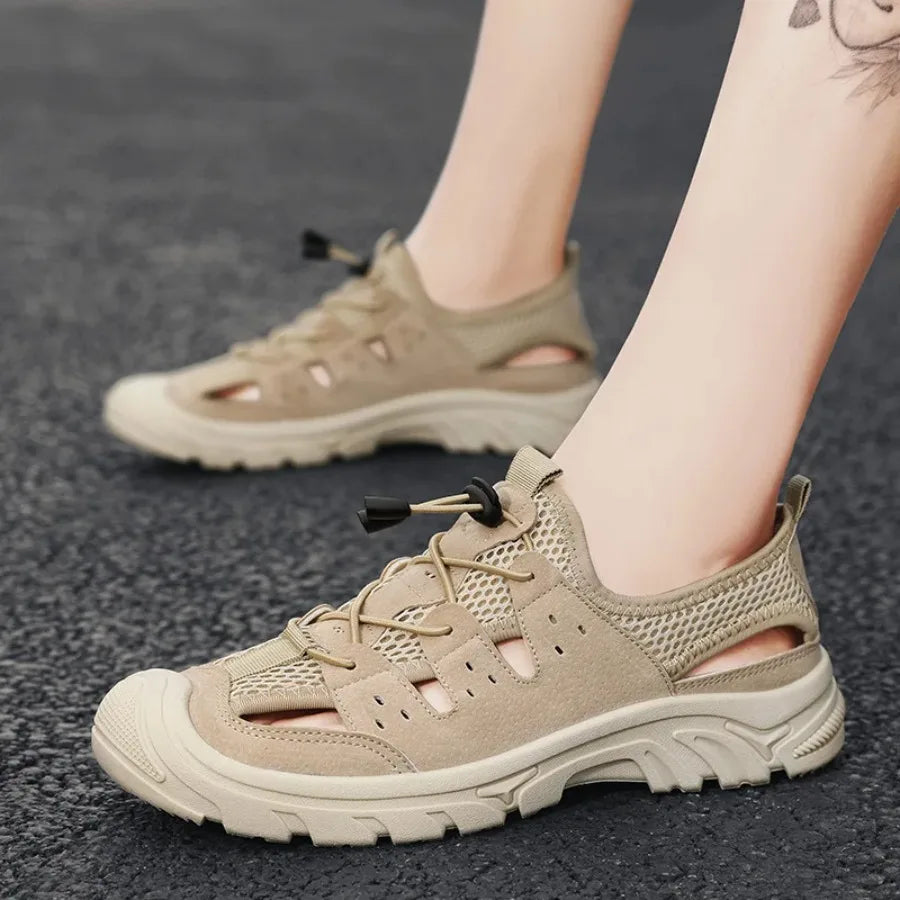 2025 Barefoot Beach Shoes Camping Travel Baotou Sandals Men's Outerwear Trendy Cool Slippers Mesh Quick Drying Sports Sweatproof