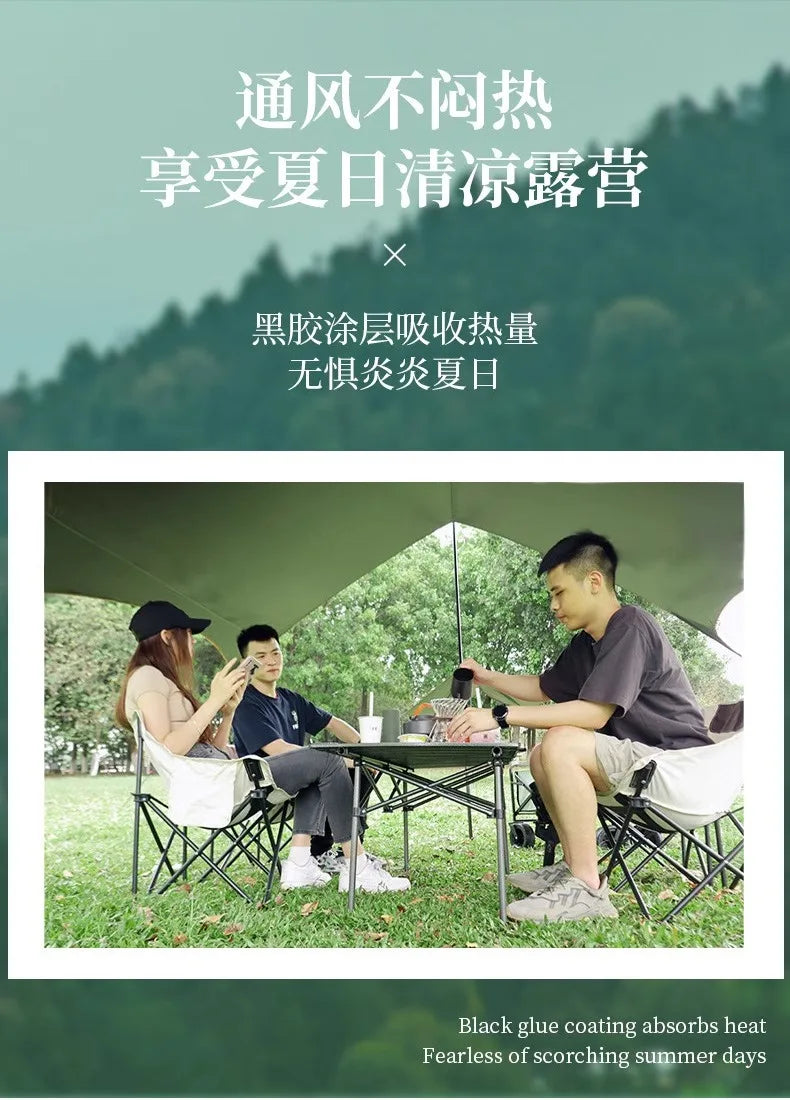 Canopy tent outdoor camping shade hexagonal vinyl coated silver thickened curtain sun protection pergola camping picnic equipmen