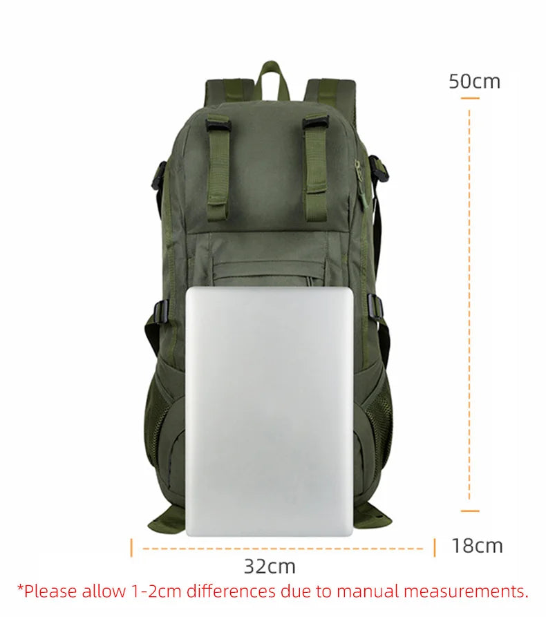 50L Camping Backpack Large Hiking Travel Bags Outdoor Sports Equipment Waterproof Oxford Shoulder Mountain Climbing Rucksack