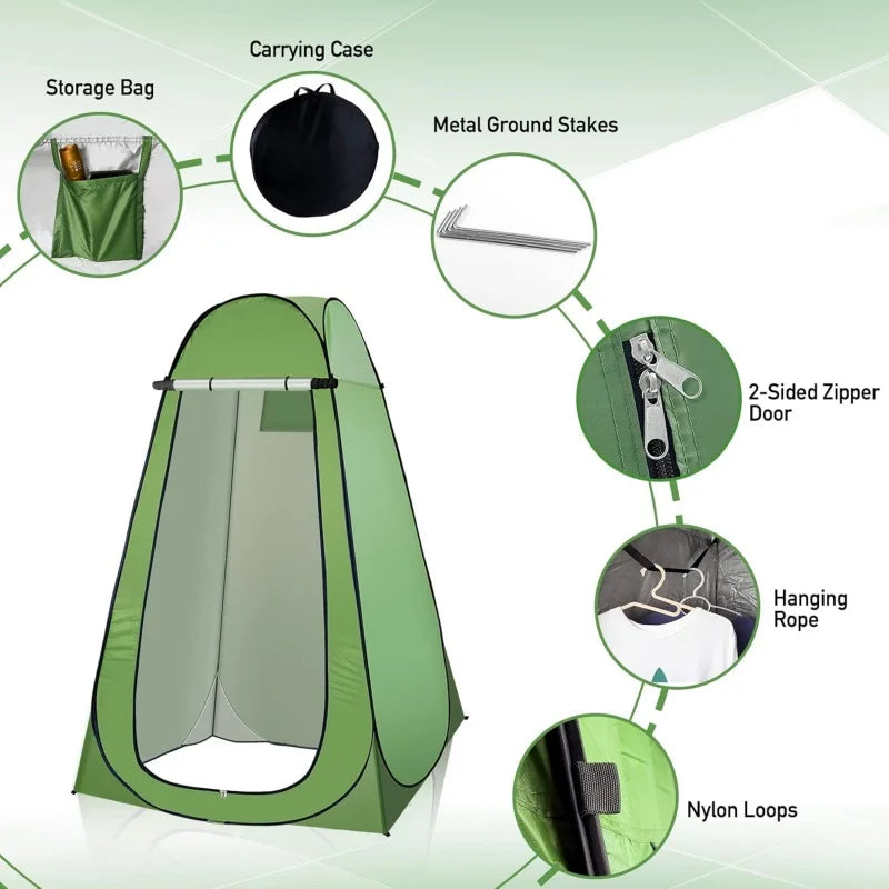 Pop Up Privacy Shower Tent, Portable Camping Shower Tent, Camping Toilet Changing Room Sun Shelter with Window for Camping