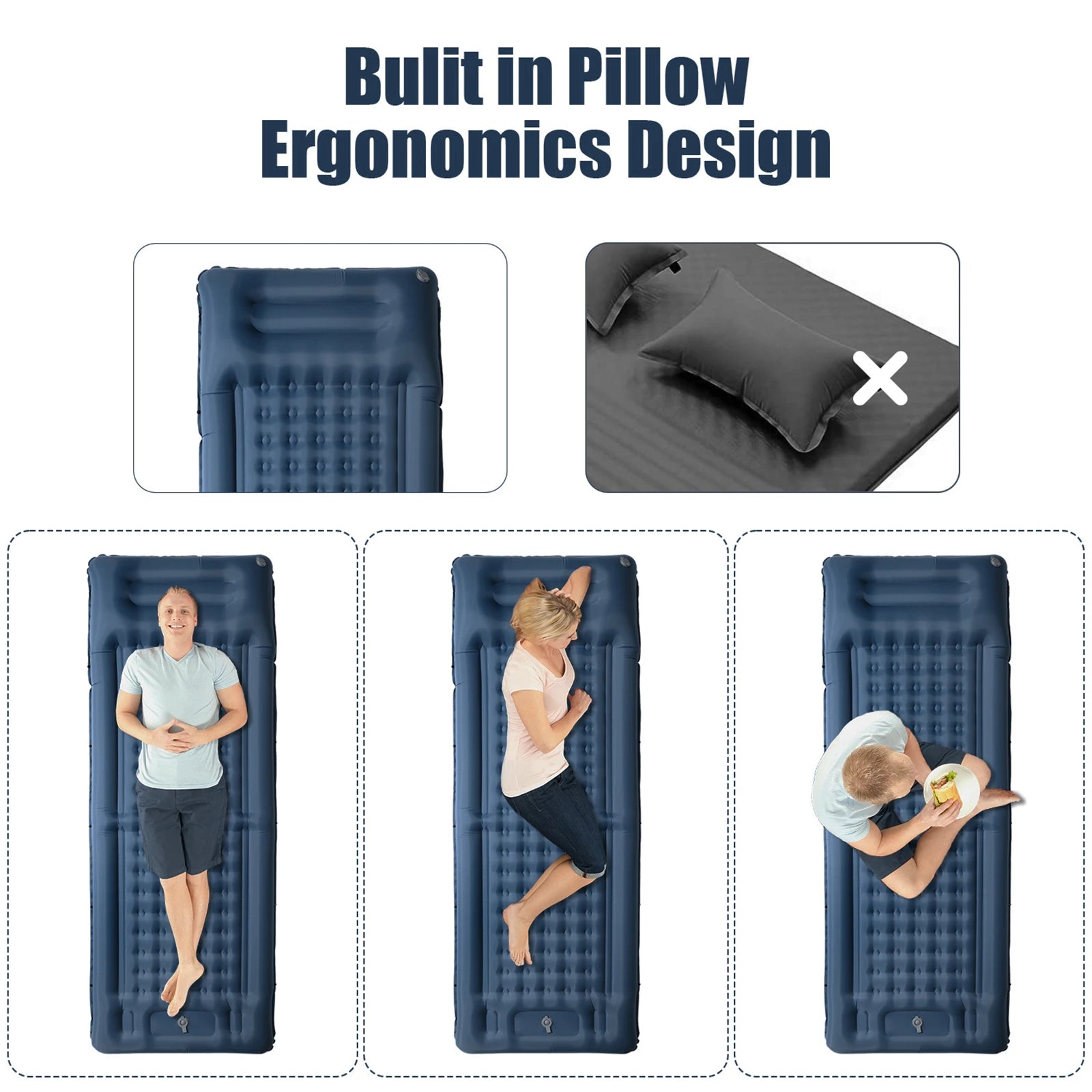 Inflatable Sleeping Pad 4 Inch Sleeping Pad Mat Air Mattress with Built-in Pump for Camping Backpacking Hiking Traveling Tent