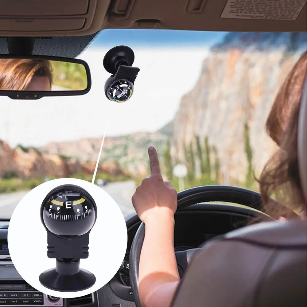 Car Compass Automotive Compass Ball Adjustable Dashboard Mounted Auto Interior Accessories for Hiking Boat Outdoor Travel