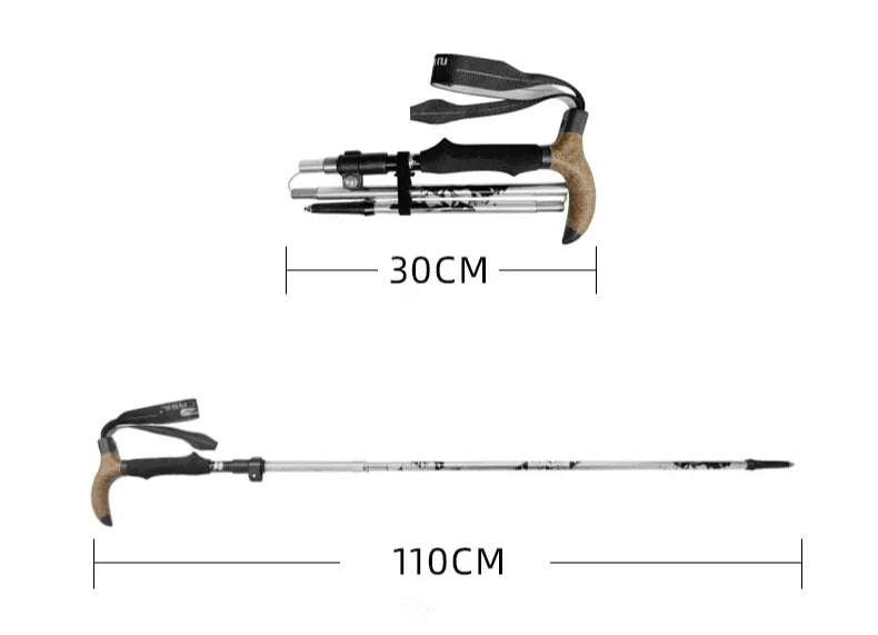 Camping Travel Hiking Stick Walking Cane Folding Walking Sticks Aluminum Alloy Crutches Trekking Cane Stretch Hiking Stick