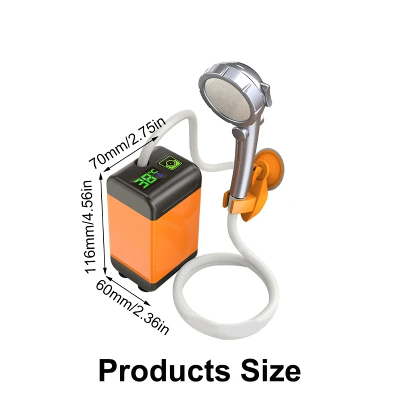 Portable Shower for Camping, Outdoor Electric Shower Rechargeable Pump with Digital Display, Camping Shower Head Drop Shipping